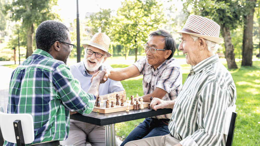 Outdoor activity at senior community